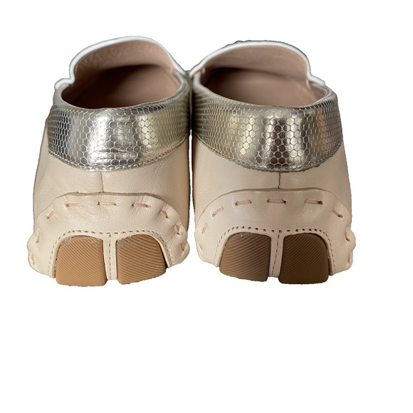 Cole Haan Evelyn Driver Leather Loafers Size 8.5 NWOB Tan White Gold - Picture 4 of 10